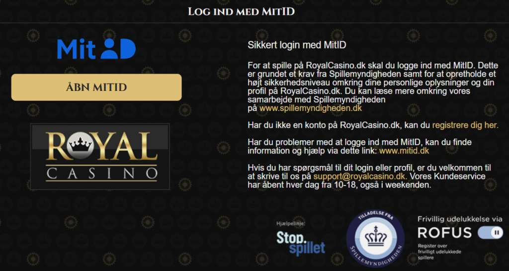royal casino login